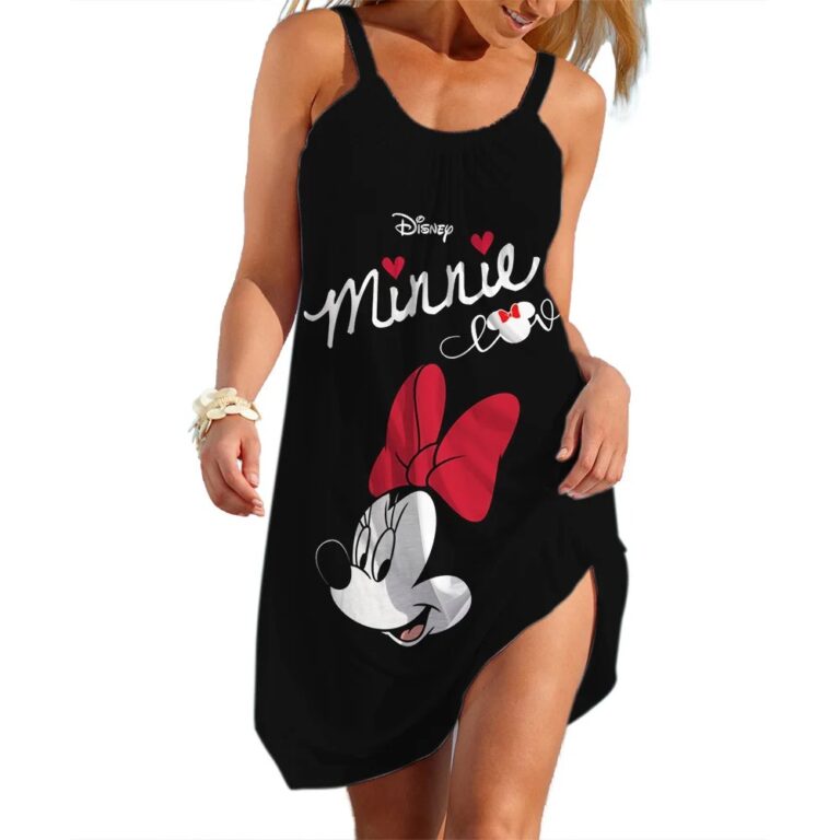 Disney Mickey Minnie Slip Dresses For Woman Summer 3D Print Women's Beach Dress Cute Sexy Sling Beach Cool Top - Image 5